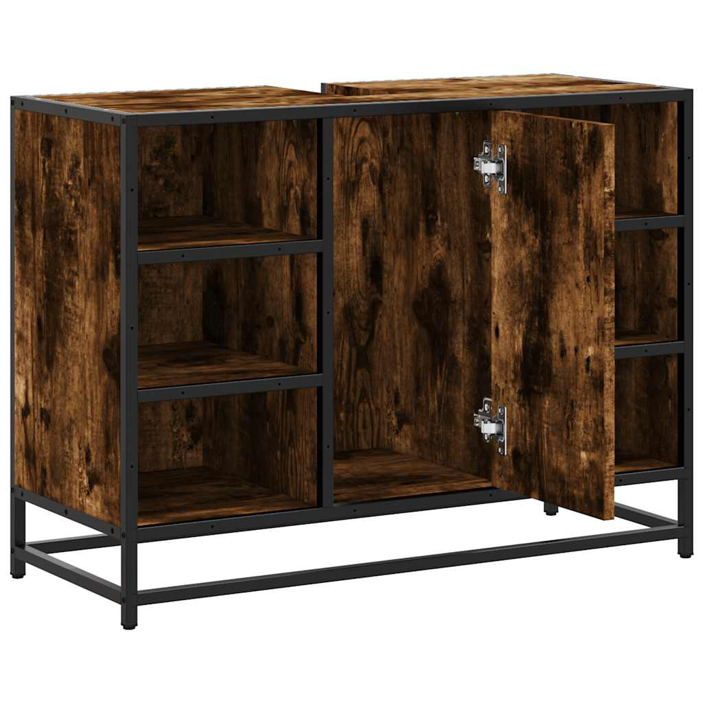 Håndvask underskab røget eg 80x33x60 cm træmateriale