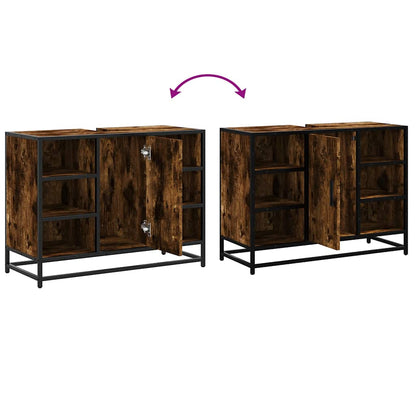 Håndvask underskab røget eg 80x33x60 cm træmateriale