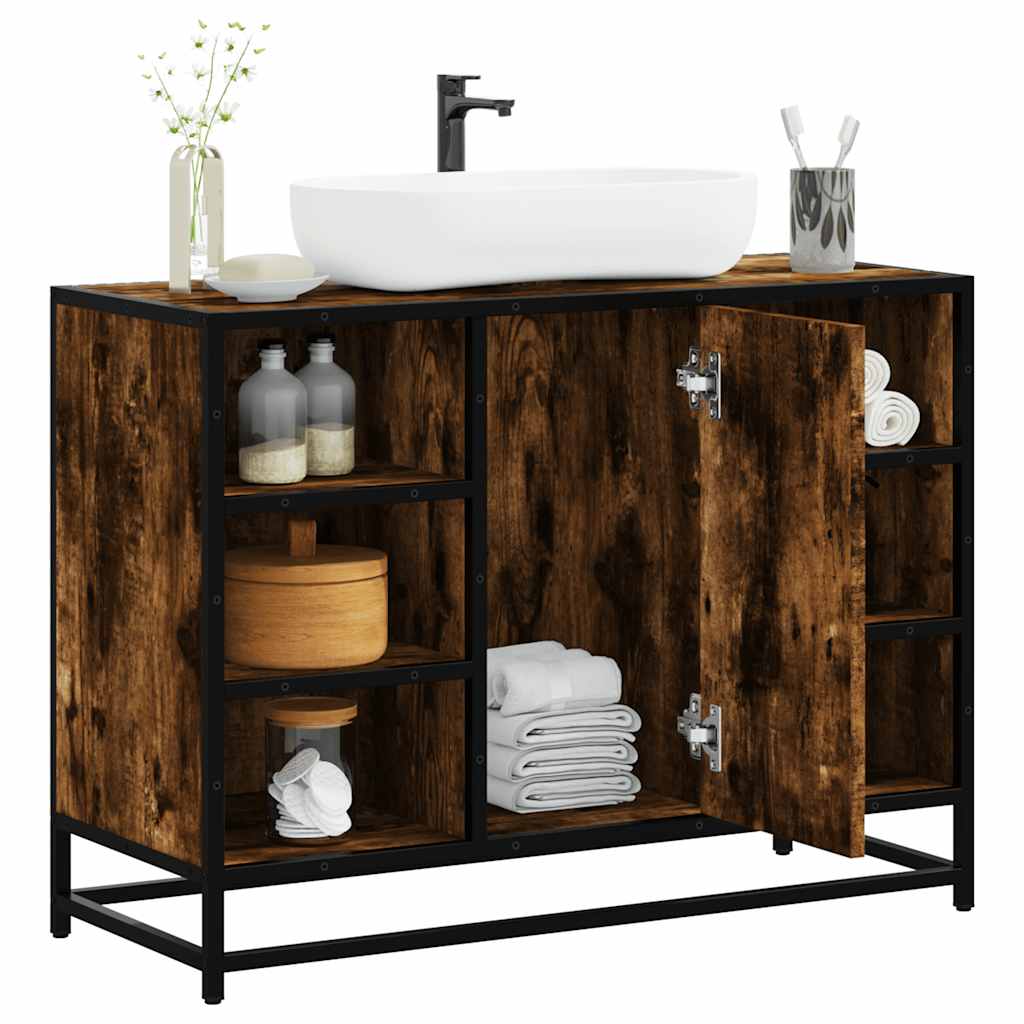 Håndvask underskab røget eg 80x33x60 cm træmateriale