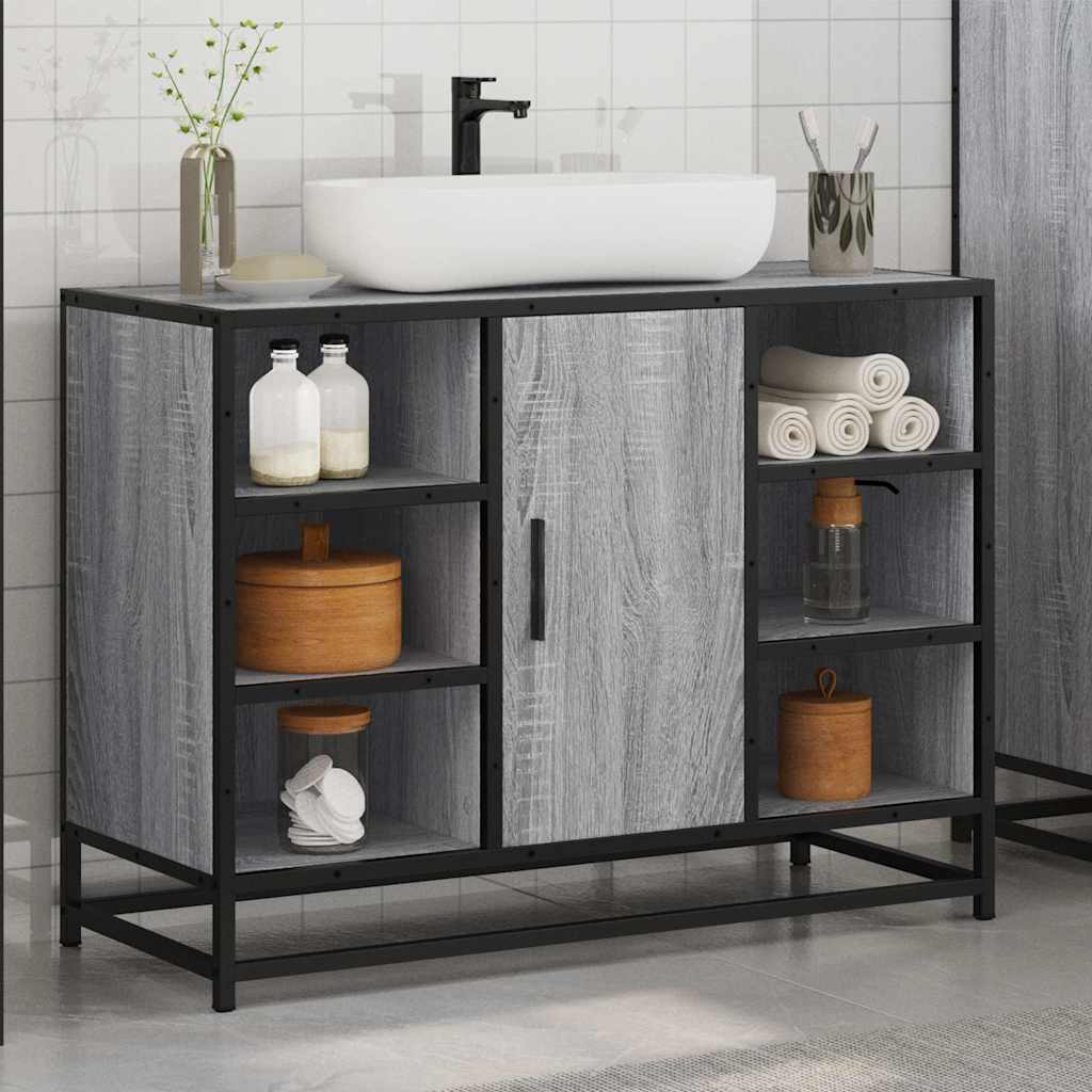 Håndvask Skab Grå Sonoma 80x33x60 cm Træ Materiale