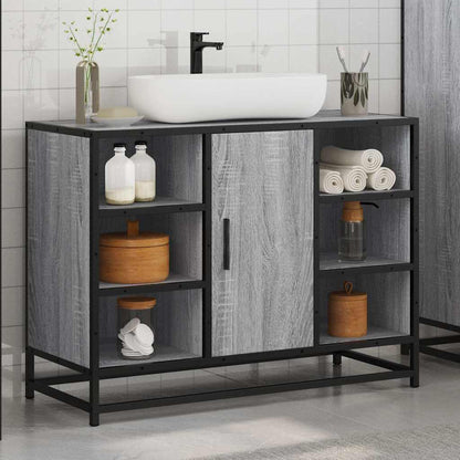 Håndvask Skab Grå Sonoma 80x33x60 cm Træ Materiale