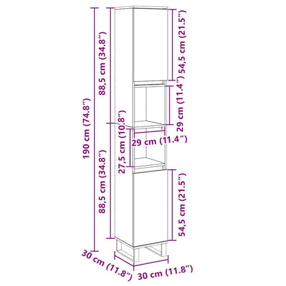 Badschrank Sonoma-Eiche 30x30x190 cm Holzwerkstoff