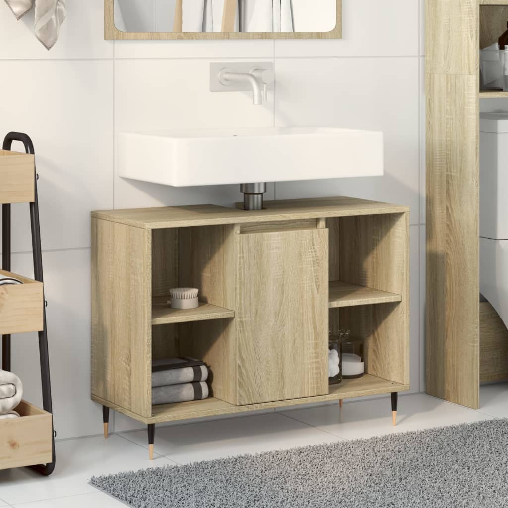 Badeværelsesskab Sonoma Eg 80x33x60 cm Træ Materiale