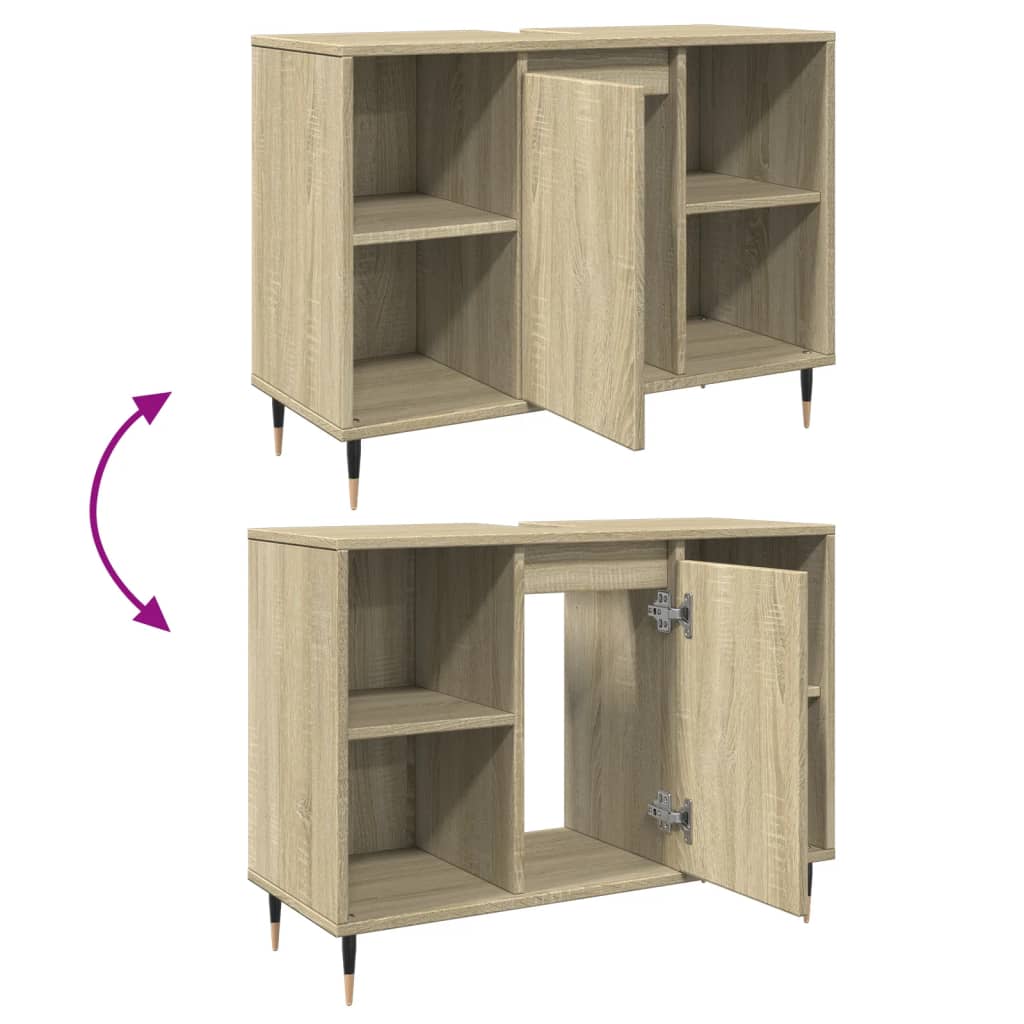Badeværelsesskab Sonoma Eg 80x33x60 cm Træ Materiale