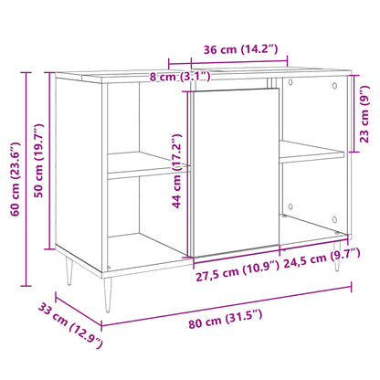 Badeværelsesskab Sonoma Eg 80x33x60 cm Træ Materiale