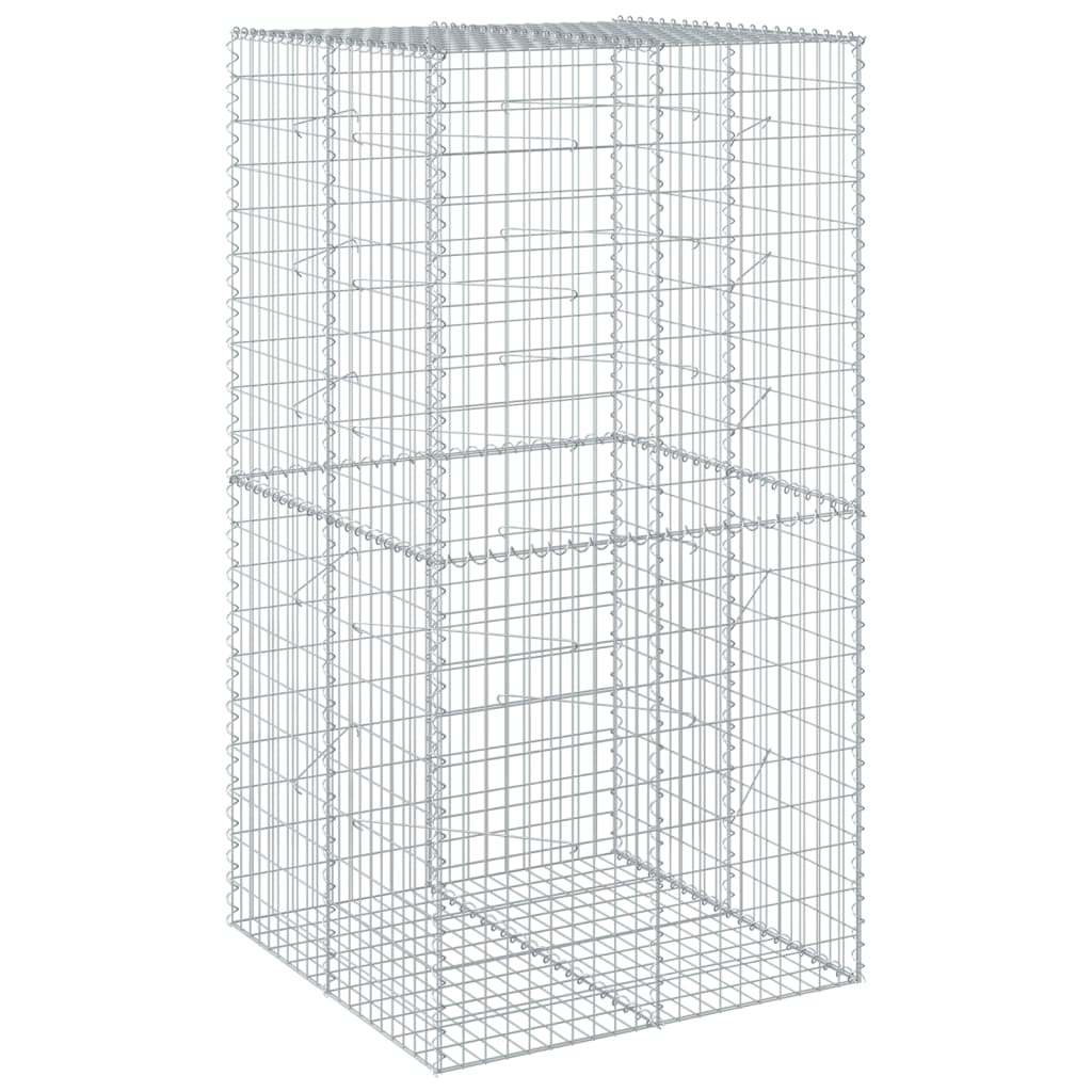 Gabione mit Deckel 100x100x200 cm Verzinktes Eisen