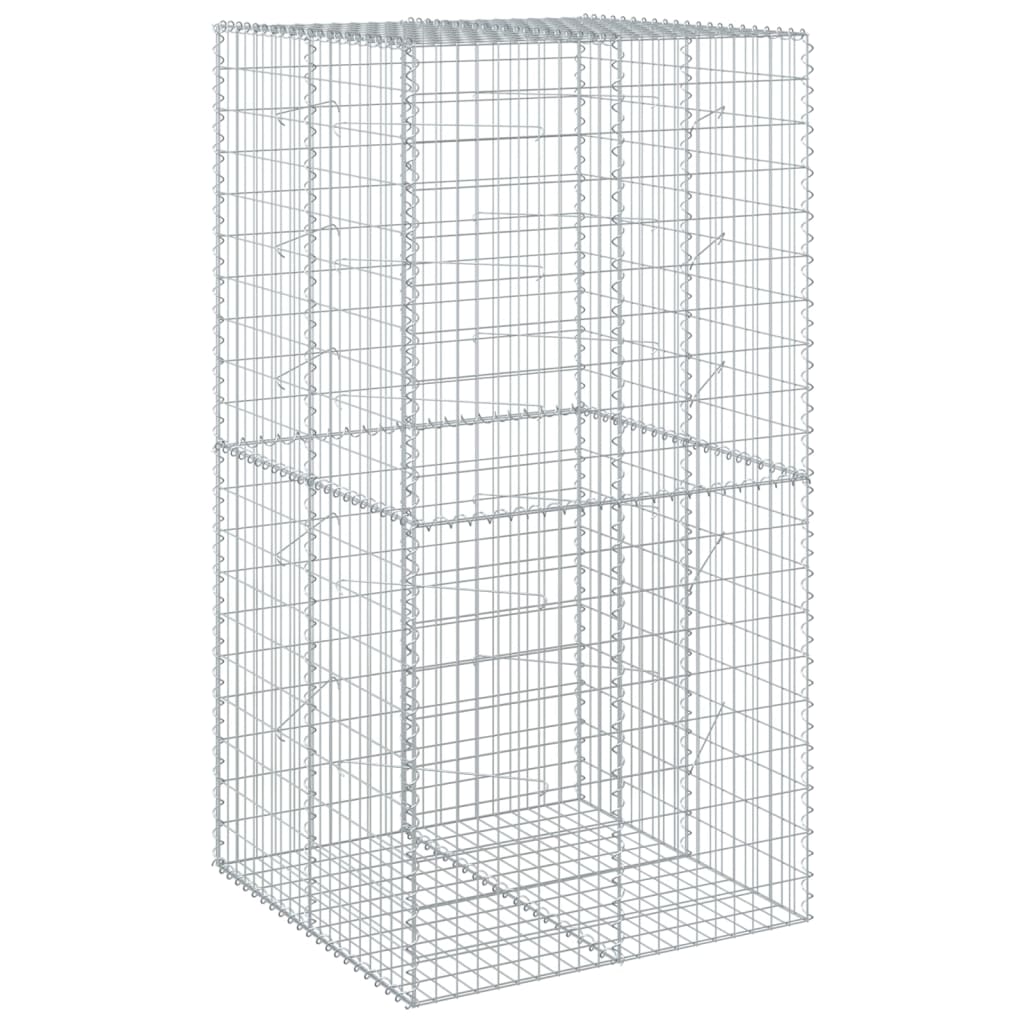 Gabione mit Deckel 100x100x200 cm Verzinktes Eisen