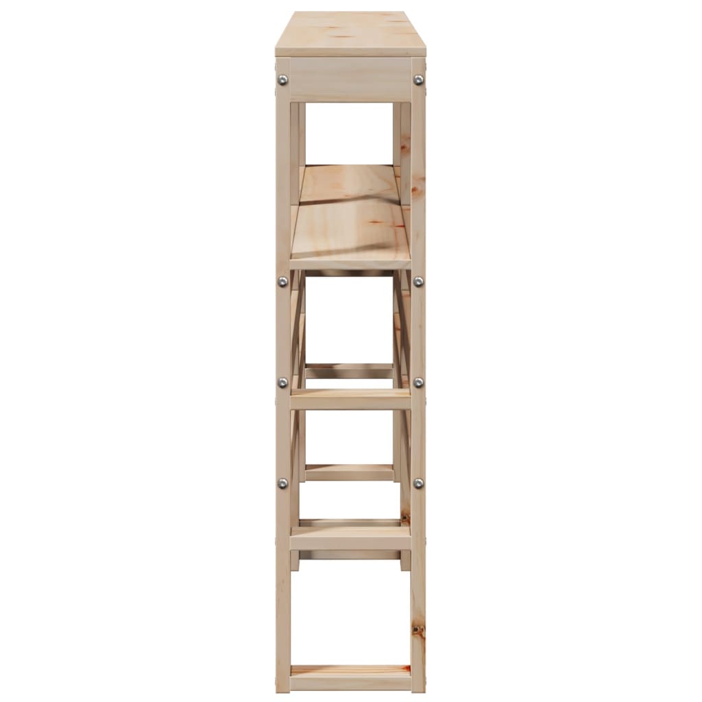 Sengegavl med hylder 150 cm massiv fyrretræ