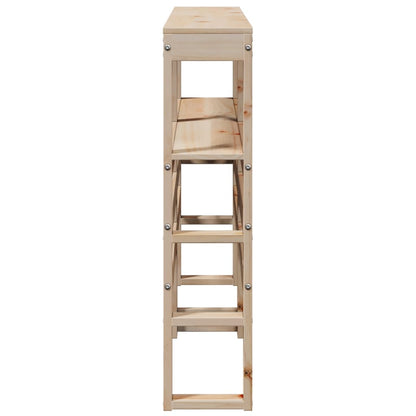 Sengegavl med hylder 150 cm massiv fyrretræ