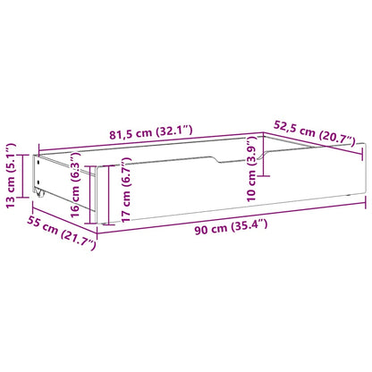 Bettschubladen mit Rollen 2 Stk. 90x55x17 cm Massivholz Kiefer
