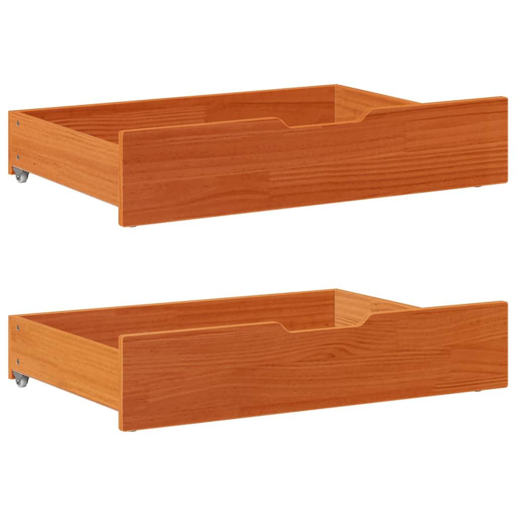 Bettschubladen 2 Stk. Wachsbraun 80x55x17 cm Massivholz Kiefer