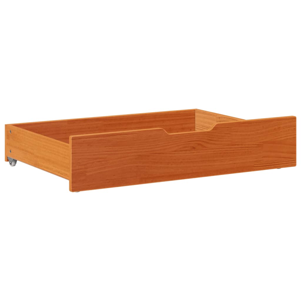 Bettschubladen 2 Stk. Wachsbraun 80x55x17 cm Massivholz Kiefer
