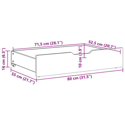 Bettschubladen 2 Stk. Wachsbraun 80x55x17 cm Massivholz Kiefer