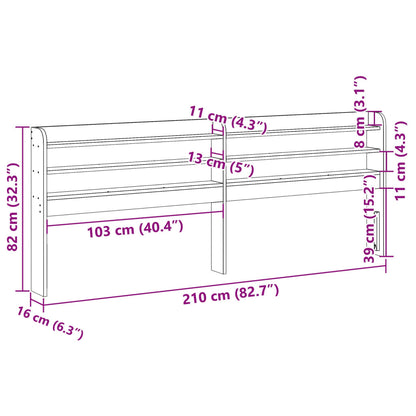 Kopfteil mit Ablagen 200 cm Massivholz Kiefer