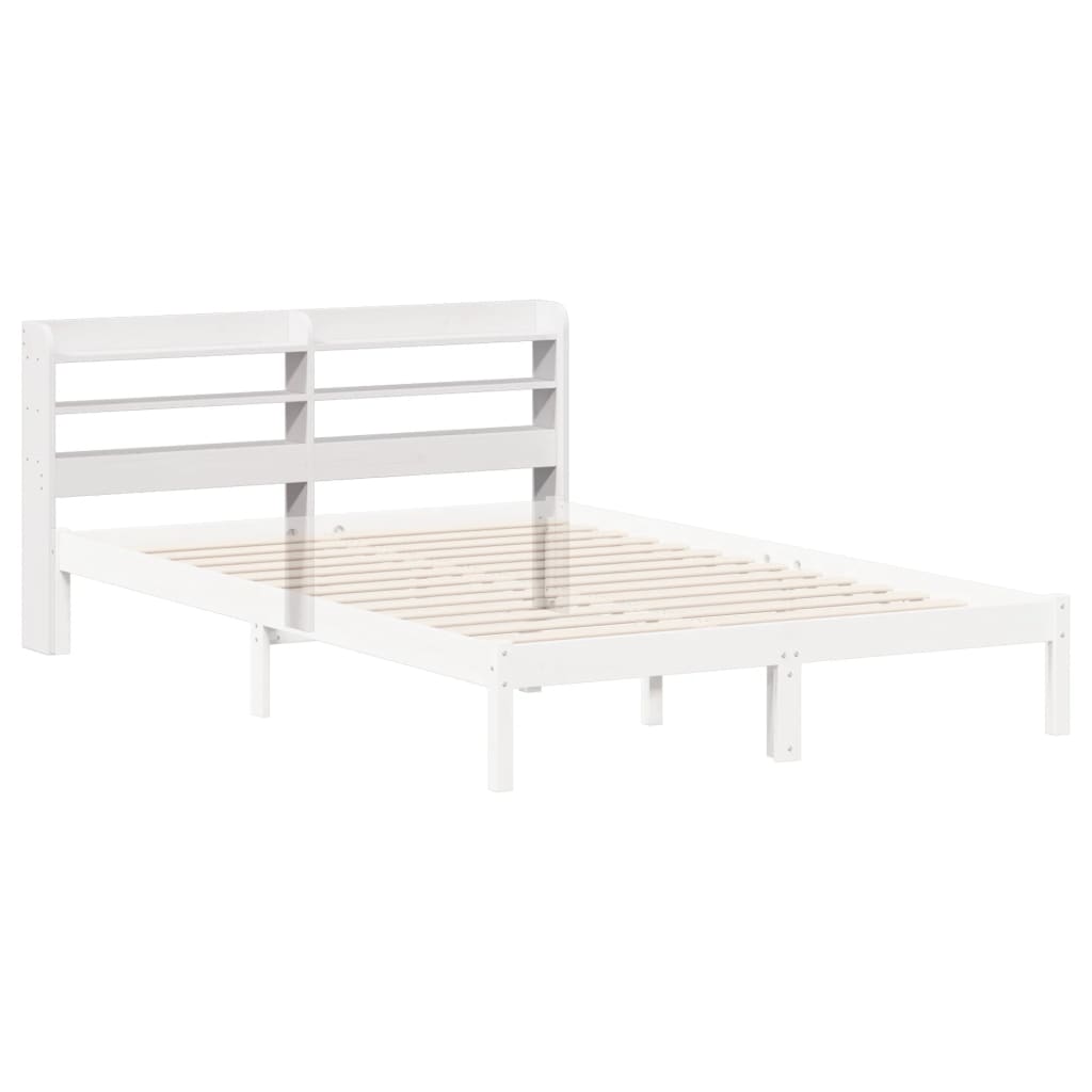 Kopfteil mit Ablagen Weiß 160 cm Massivholz Kiefer