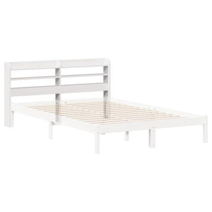 Kopfteil mit Ablagen Weiß 160 cm Massivholz Kiefer