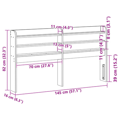 Kopfteil mit Ablagen Wachsbraun 135 cm Massivholz Kiefer