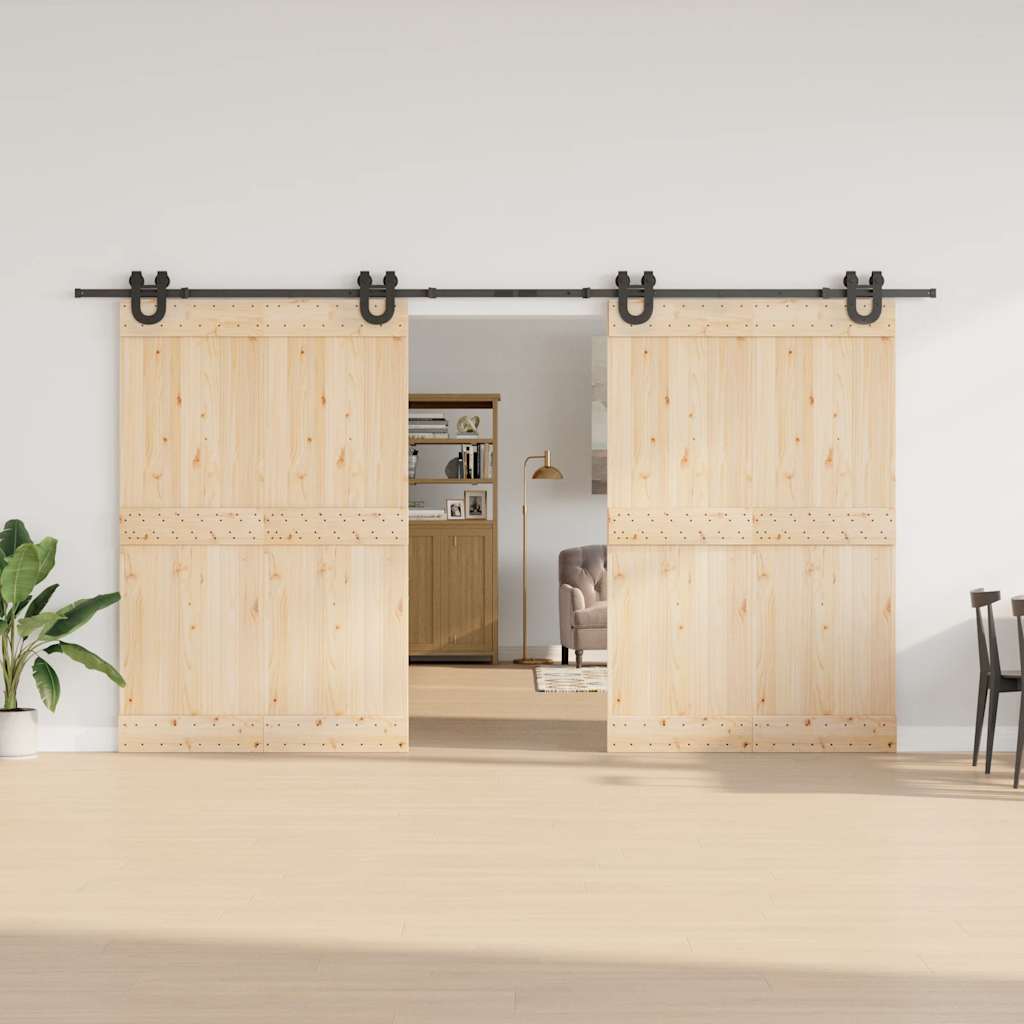 Schiebetürbeschlag-Set 400 cm Stahl Schwarz