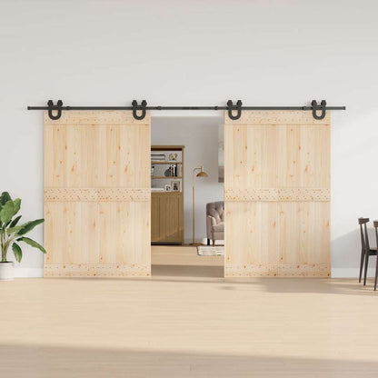 Schiebetürbeschlag-Set 400 cm Stahl Schwarz