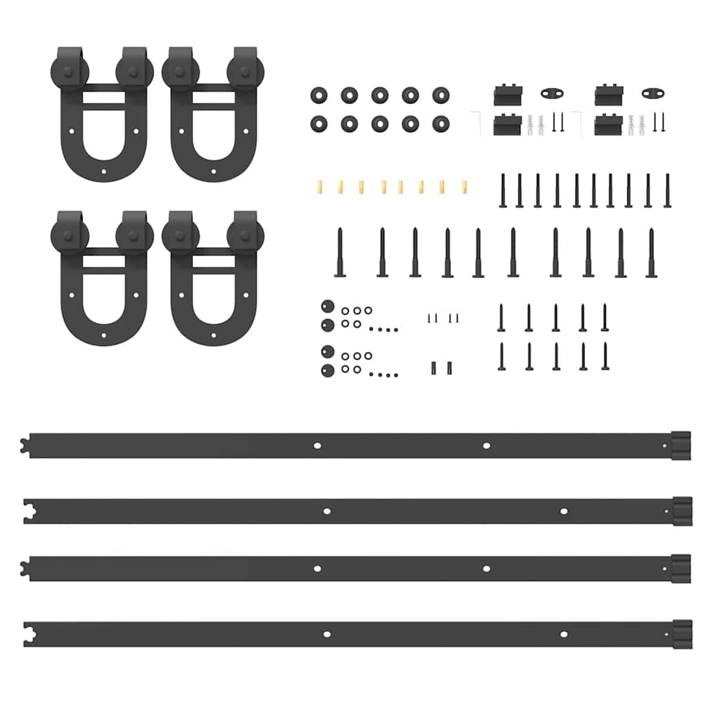 Schiebetürbeschlag-Set 400 cm Stahl Schwarz