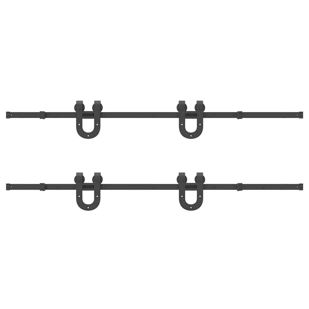 Schiebetürbeschlag-Set 400 cm Stahl Schwarz