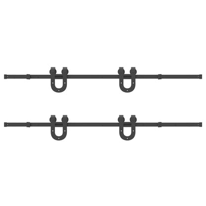 Schiebetürbeschlag-Set 400 cm Stahl Schwarz