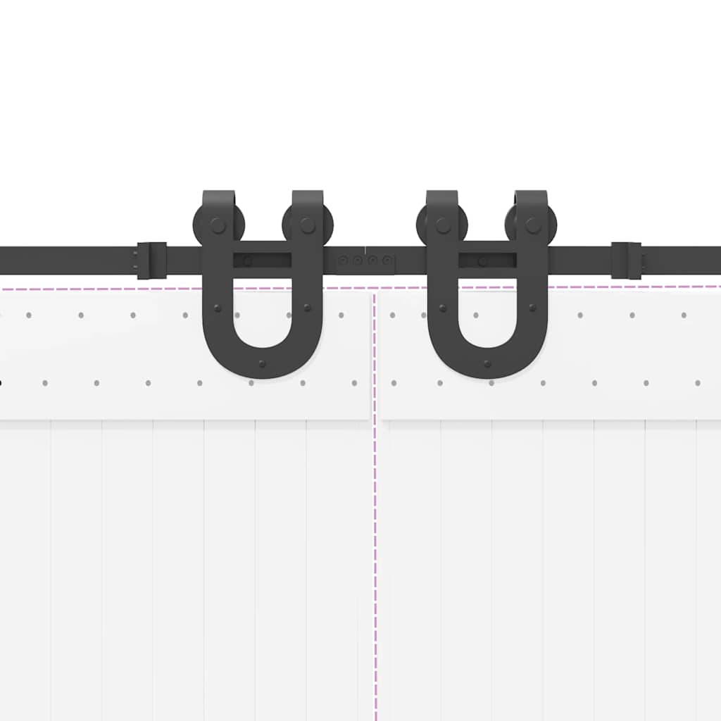 Schiebetürbeschlag-Set 400 cm Stahl Schwarz