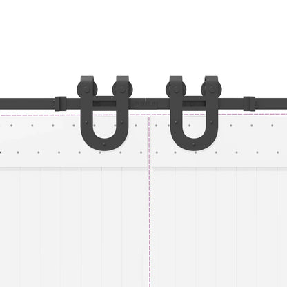 Schiebetürbeschlag-Set 400 cm Stahl Schwarz