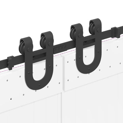 Schiebetürbeschlag-Set 400 cm Stahl Schwarz