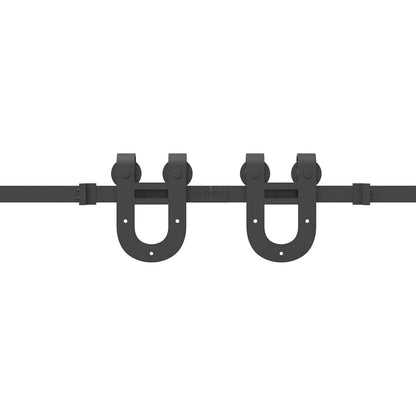 Schiebetürbeschlag-Set 400 cm Stahl Schwarz