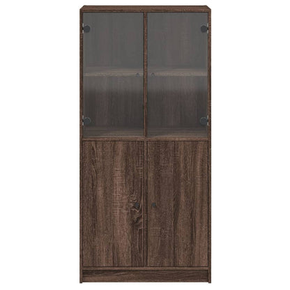 Highboard mit Türen Braun Eiche-Optik 68x37x142cm Holzwerkstoff