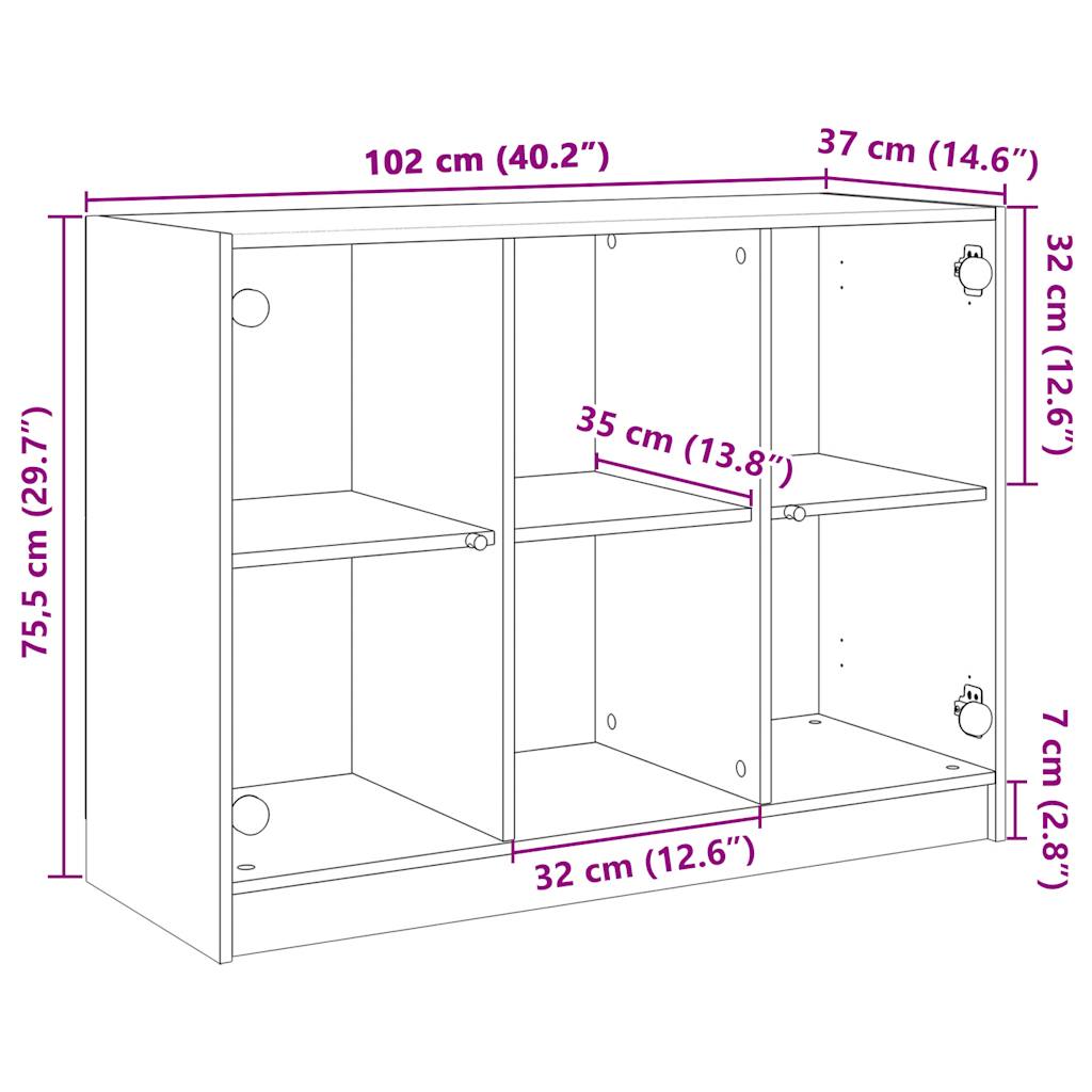 Sideboard Sonoma-Eiche 102x37x75,5 cm Holzwerkstoff
