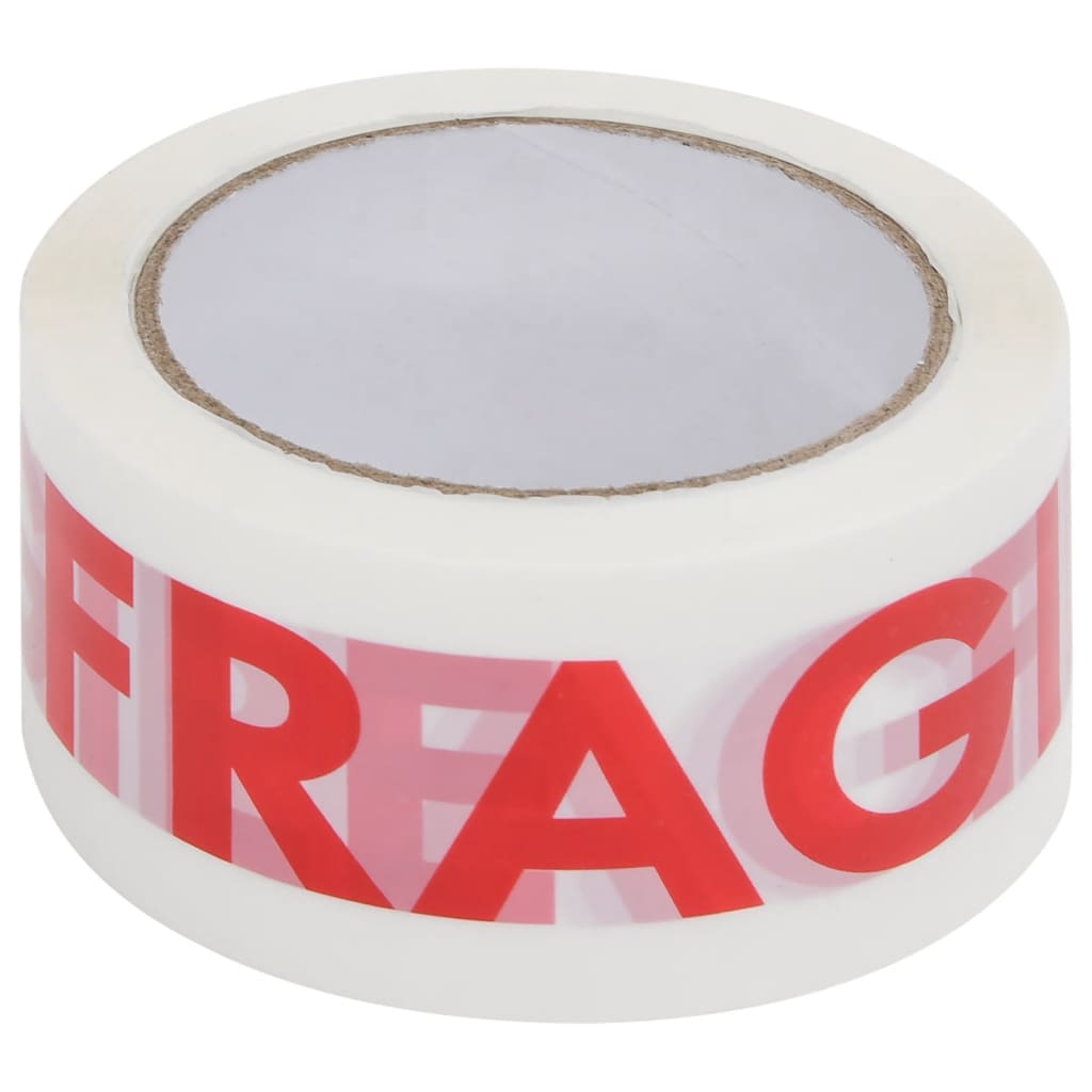 Paketklebeband 12 Stk. FRAGILE Aufdruck Weiß 48 mm x 66 m