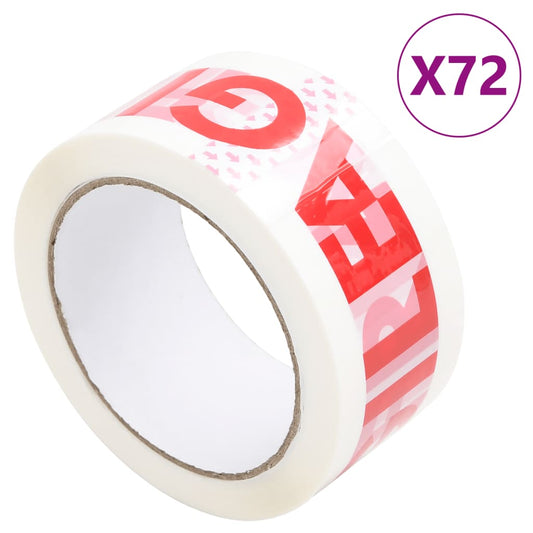 Paketklebeband 72 Stk. FRAGILE Aufdruck Weiß 48 mm x 66 m