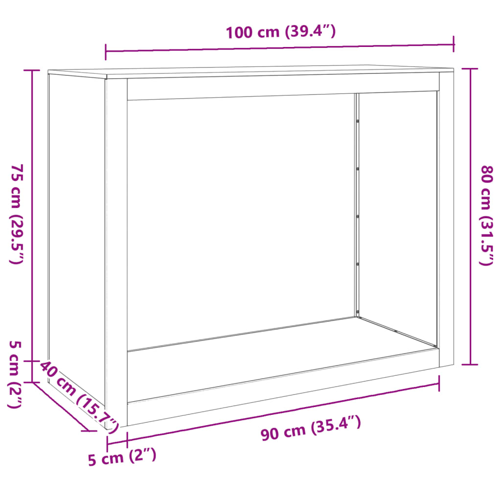Brennholzregal 100x40x80 cm Wetterfester Stahl