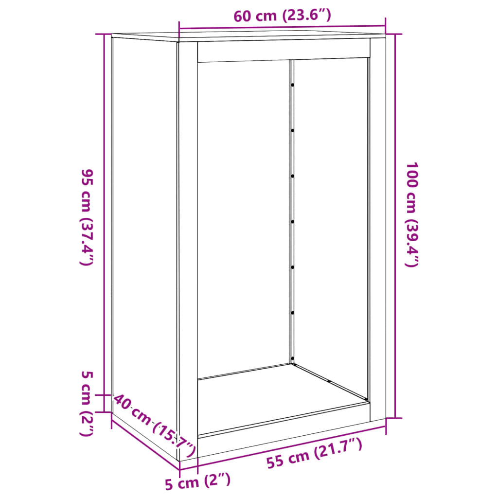 Brennholzregal 60x40x100 cm Wetterfester Stahl