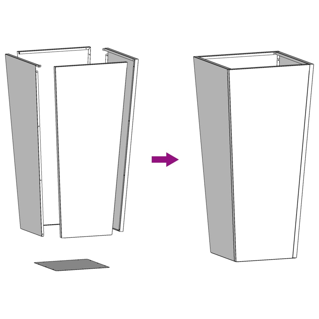 Pflanzkübel 35x35x75 cm Wetterfester Stahl
