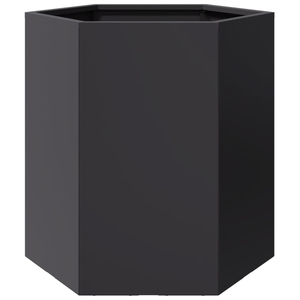 Garten-Pflanzgefäße 2 Stück Schwarz Sechseckig 46x40x45 Stahl
