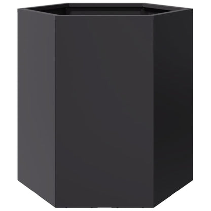 Garten-Pflanzgefäße 2 Stück Schwarz Sechseckig 46x40x45 Stahl