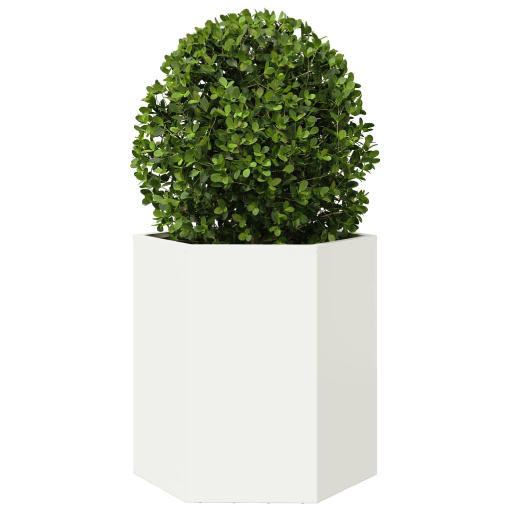 Garten-Pflanzgefäße 2 Stück Weiß Sechseckig 46x40x45 Stahl