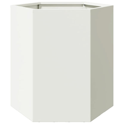 Garten-Pflanzgefäße 2 Stück Weiß Sechseckig 46x40x45 Stahl