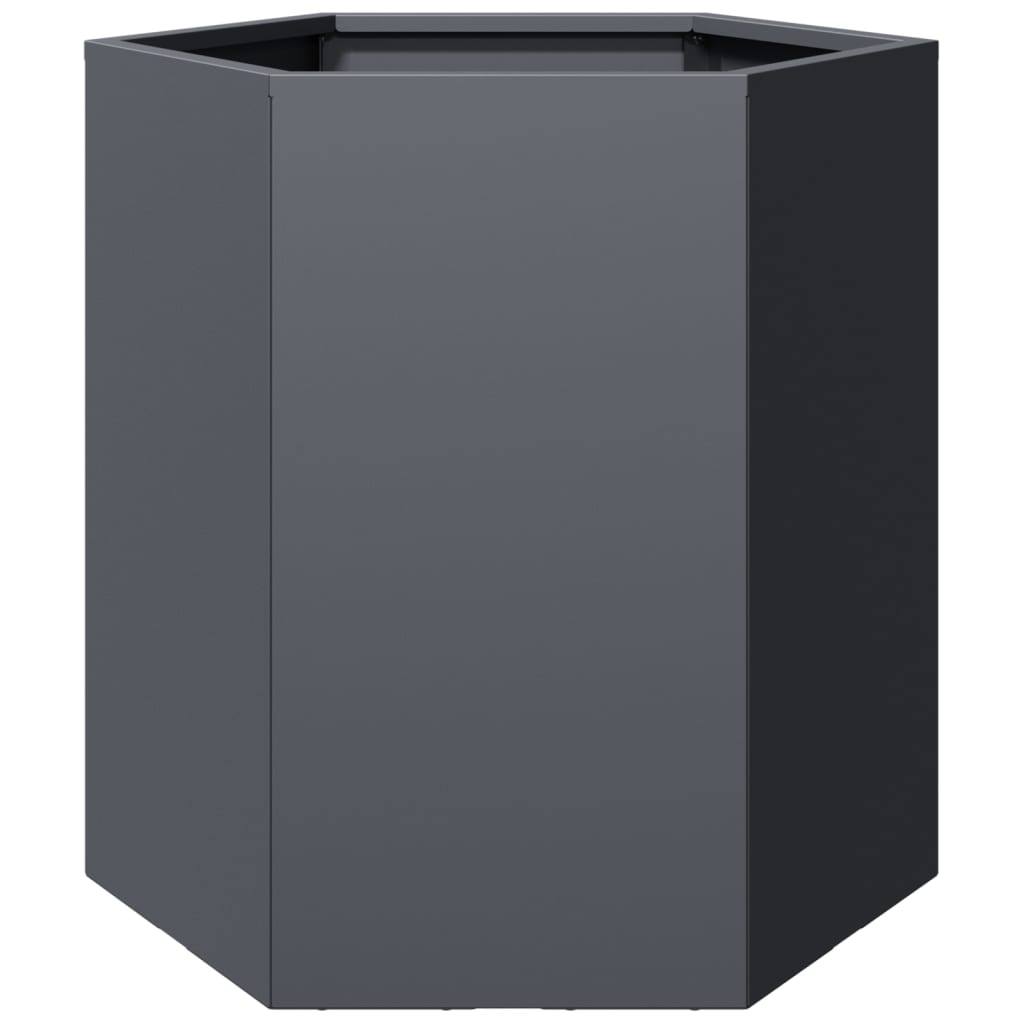 Garten-Pflanzgefäße 2 Stück Anthrazit Sechseckig 46x40x45 Stahl