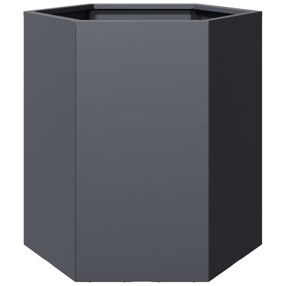 Garten-Pflanzgefäße 2 Stück Anthrazit Sechseckig 46x40x45 Stahl