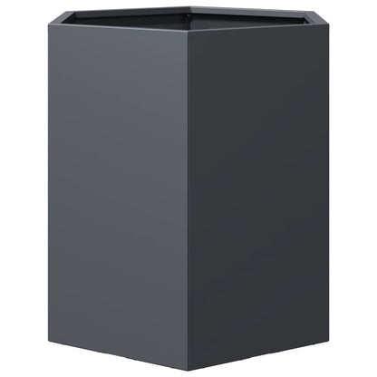Garten-Pflanzgefäße 2 Stück Anthrazit Sechseckig 46x40x45 Stahl