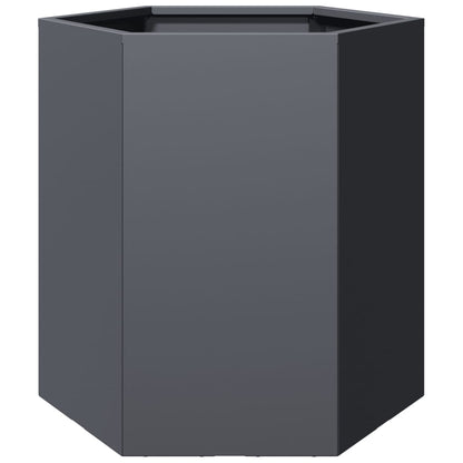 Garten-Pflanzgefäße 2 Stück Anthrazit Sechseckig 46x40x45 Stahl