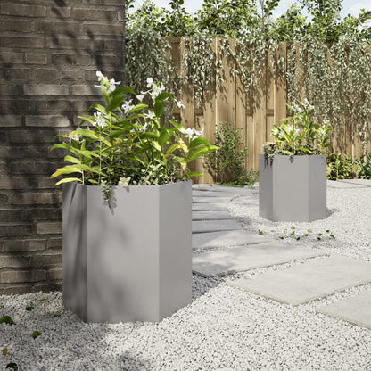 Garten-Pflanzgefäße 2 Stk.Sechseckig 46x40x45 cm Edelstahl