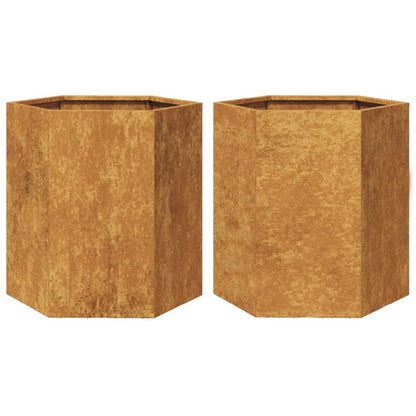 Pflanzkübel 2 Stk. Sechseckig 46x40x45 cm Wetterfester Stahl