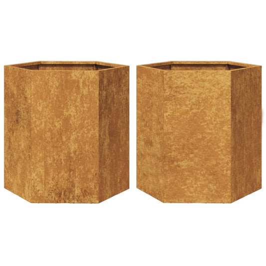 Pflanzkübel 2 Stk. Sechseckig 46x40x45 cm Wetterfester Stahl