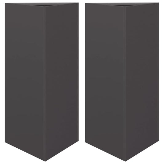Pflanzkübel 2 Stk. Schwarz Dreieckig 40x34,5x70 cm Stahl