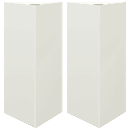 Pflanzkübel 2 Stk. Weiß Dreieckig 40x34,5x70 cm Stahl